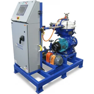 Alfa Laval MAB-204 manual-clean centrifuge skid at NUCOR steel facility