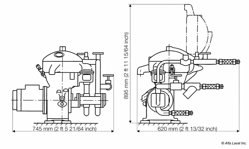 Alfa Laval MAB 103 Dimensions