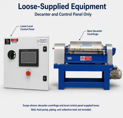 Loose supplied Alfa Laval NX-314 decanter centrifuge with control panel