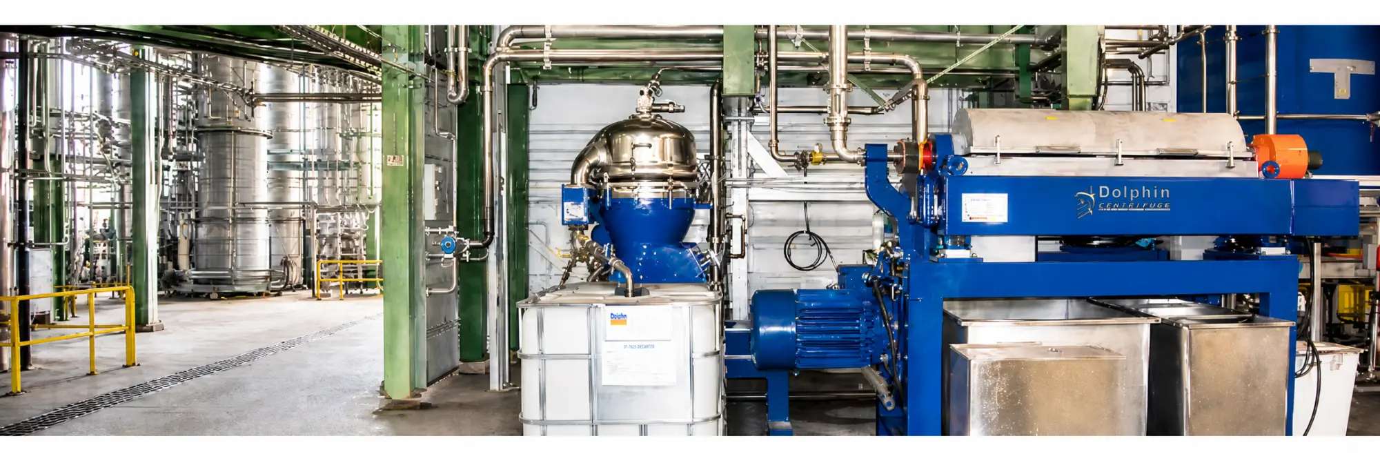 Decanter and disc stack centrifuge systems used together in an industrial process