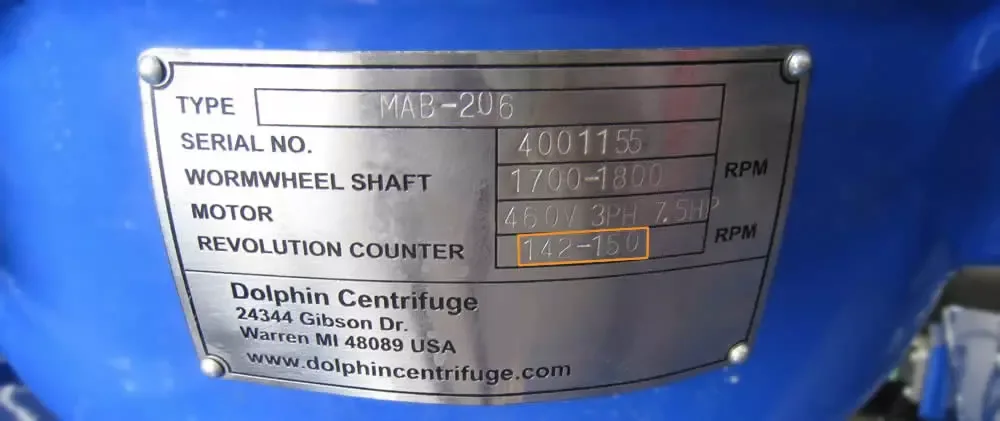 Disc centrifuge revolution counter speed indicator showing RPM check procedure