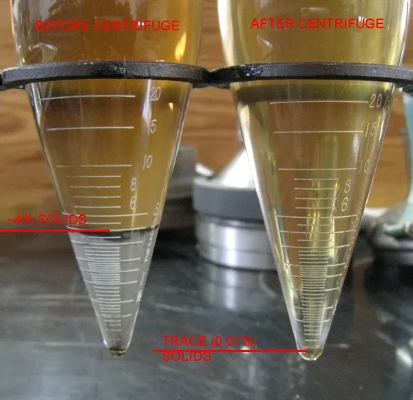Potato Juice Precipitate Before and After Disc Stack Centrifuge