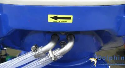 Centrifuge Bowl Rotation Direction arrow indicator on centrifuge frame