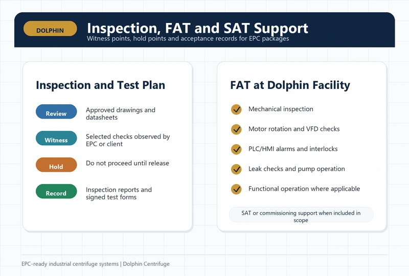 ITP and FAT workflow example for EPC centrifuge package