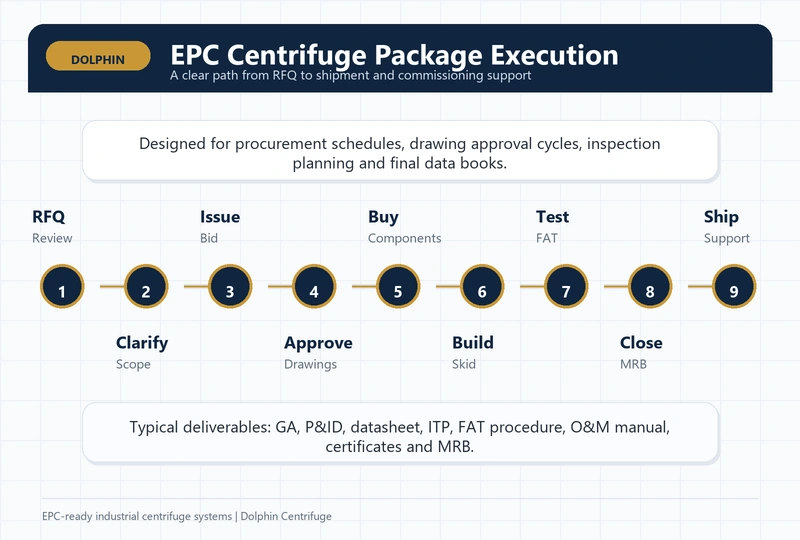 Typical EPC package execution timeline for centrifuge project