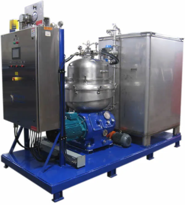 Stainless steel disc stack centrifuge in explosion-proof configuration