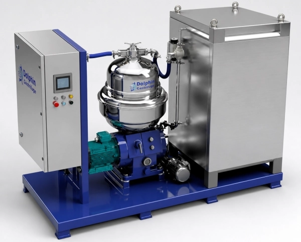 Alfa Laval BRPX 213 stainless steel centrifuge skid rendering