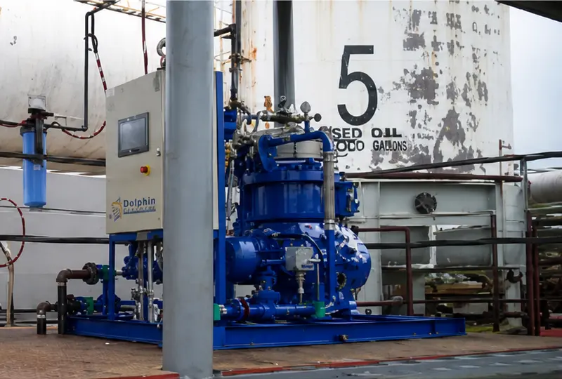 Dolphin waste oil centrifuge module installed at Guam marine waste oil recovery facility