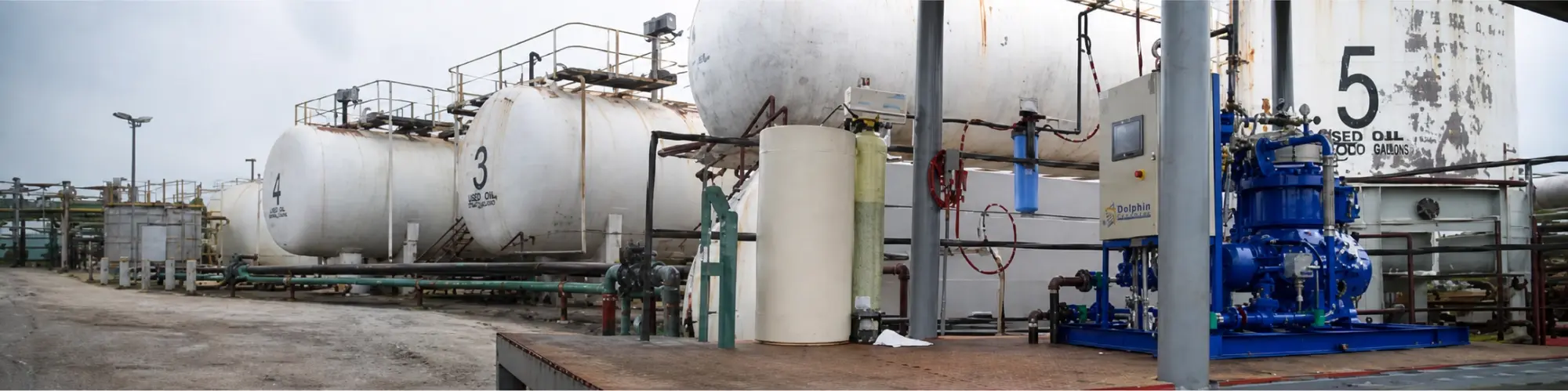 Dolphin waste oil centrifuge system at a Guam marine waste oil recovery facility