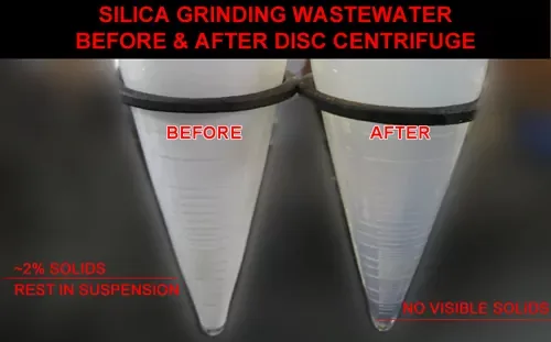 Silica Grinding Wastewater Before and After Disc Stack Centrifuge