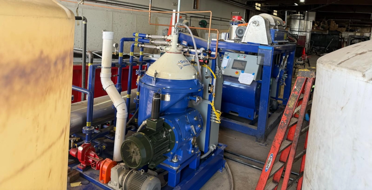 Grease trap waste processing plant using disc stack and decanter centrifuges for UCO purification
